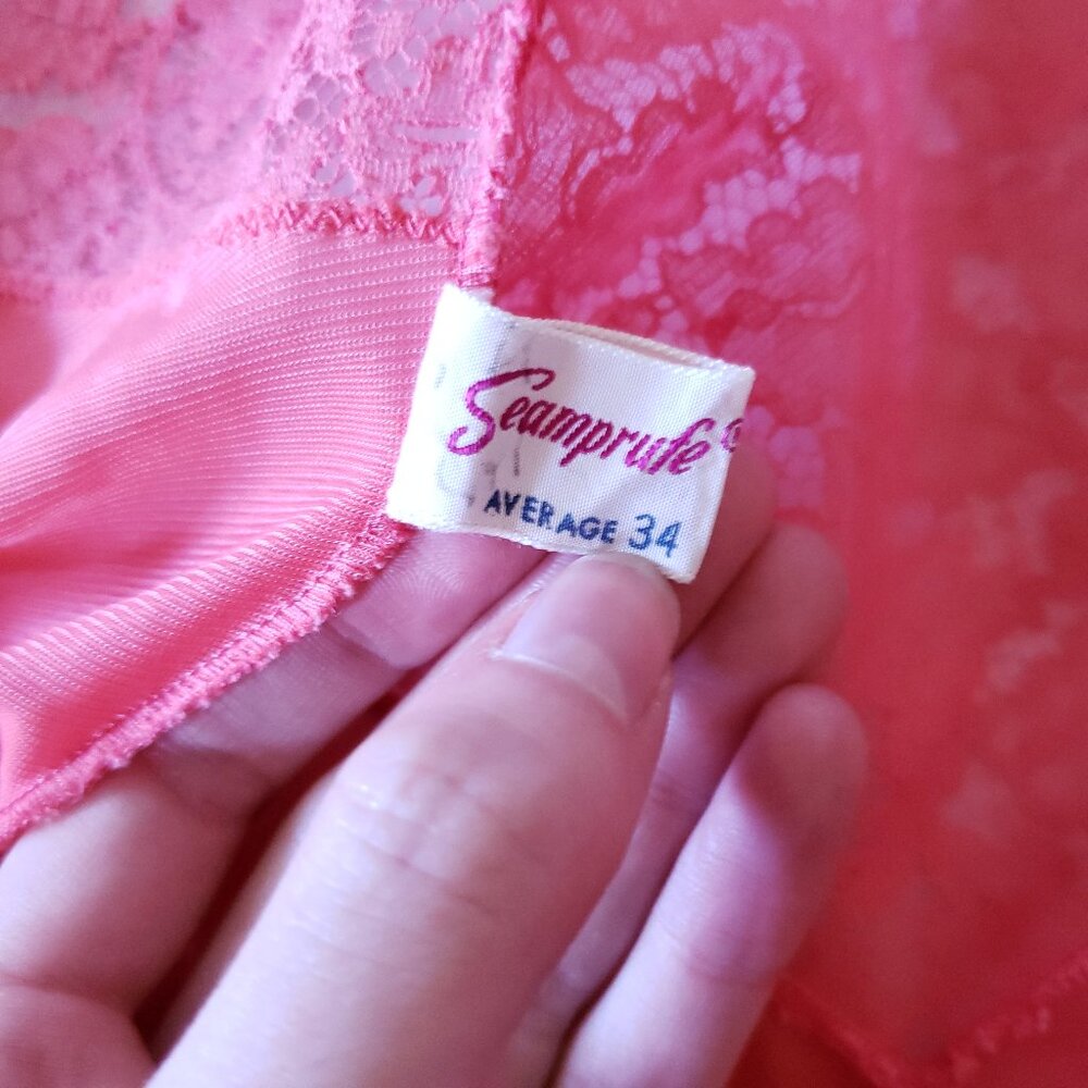 Vintage Coral Lingerie Nightdress Slip Small - Picture 9 of 14